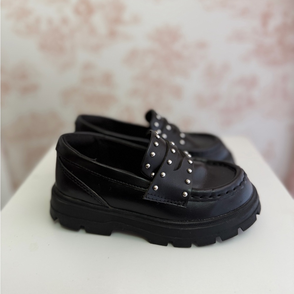 Zara Black Studded Loafers. Size 9 toddler